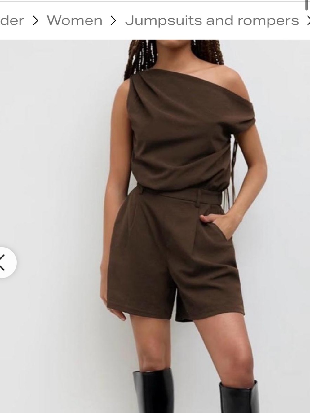 Cider Women's One-Shouldee High-Waist Romper — Brown